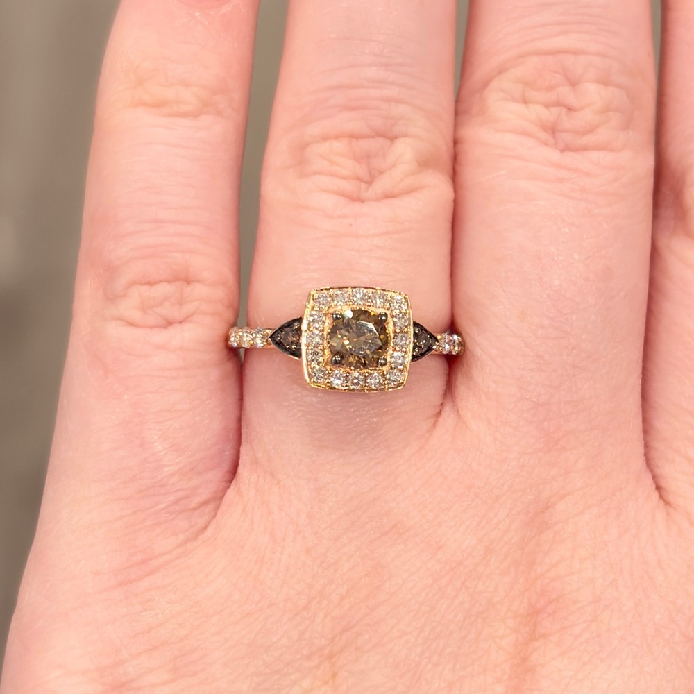 LeVian Chocolate Diamond Ring: 14K Rose Gold, SI2 Brown Diamond Solitaire - Picture 5 of 14